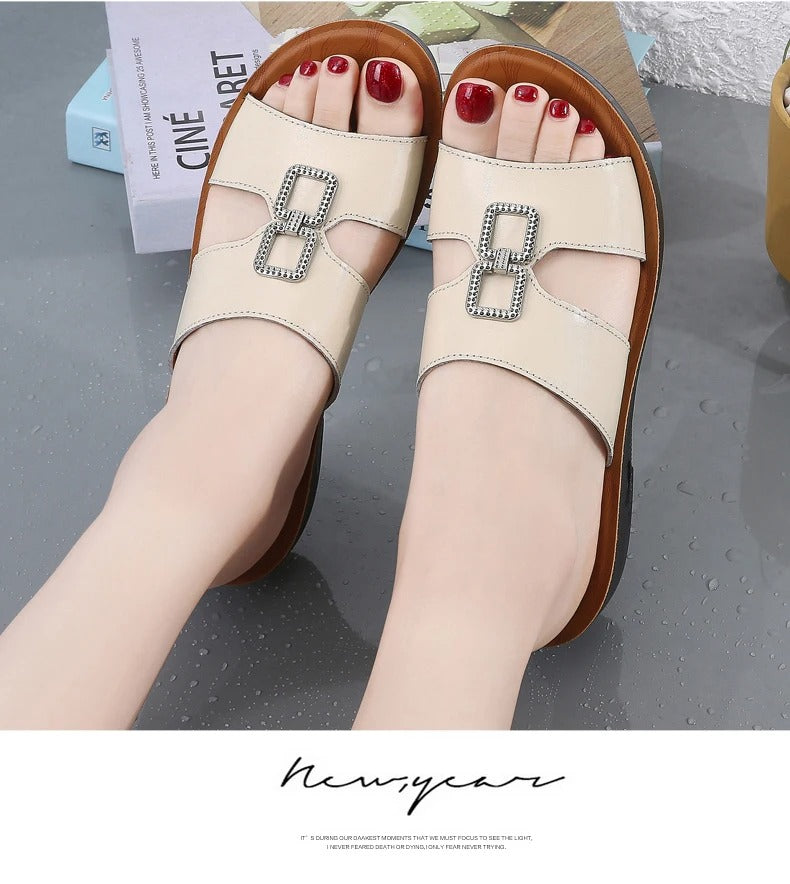 Summer Women's Wedge Sandals Premium Orthopedic Open Toe Vintage Anti-slip Leather Casual Platform Retro Shoes