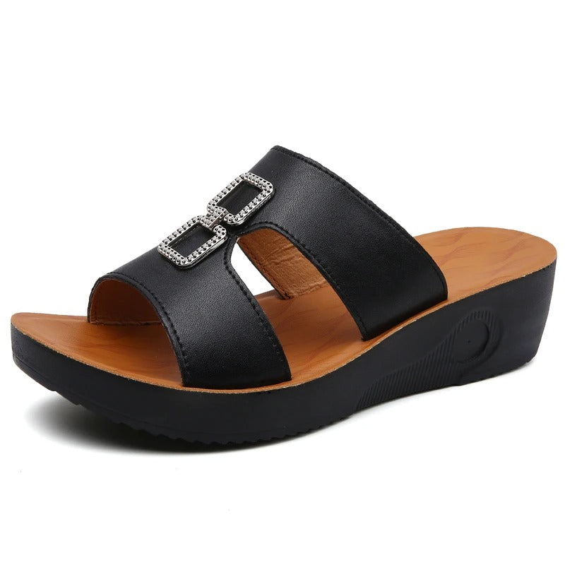Summer Women's Wedge Sandals Premium Orthopedic Open Toe Vintage Anti-slip Leather Casual Platform Retro Shoes