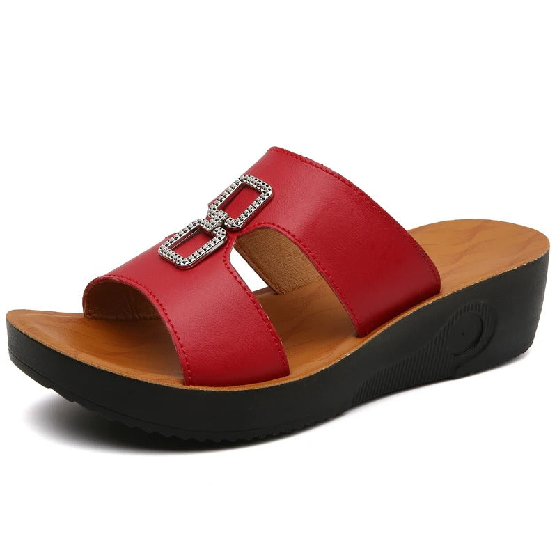Summer Women's Wedge Sandals Premium Orthopedic Open Toe Vintage Anti-slip Leather Casual Platform Retro Shoes