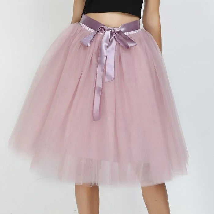 6Layers 65cm Fashion Tulle Skirt Pleated Tutu Skirts Women Lolita Petticoat Bridesmaids Sweet Party Midi Skirt Mini Skirt Dress