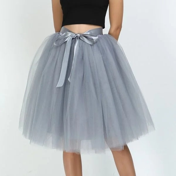 6Layers 65cm Fashion Tulle Skirt Pleated Tutu Skirts Women Lolita Petticoat Bridesmaids Sweet Party Midi Skirt Mini Skirt Dress