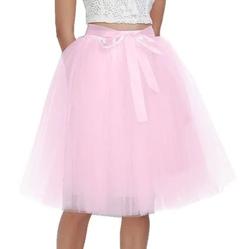 6Layers 65cm Fashion Tulle Skirt Pleated Tutu Skirts Women Lolita Petticoat Bridesmaids Sweet Party Midi Skirt Mini Skirt Dress