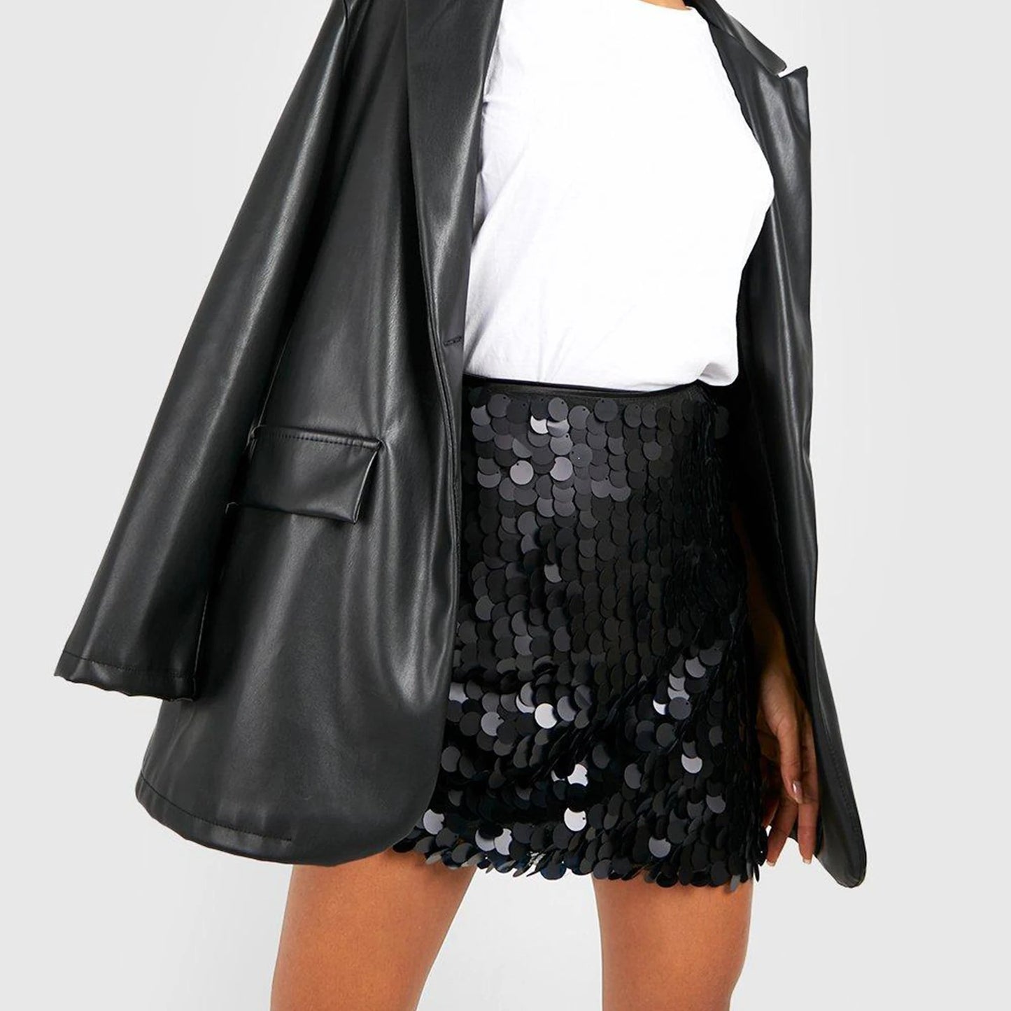 Women Sexy Sequins Skirts High Waisted Shiny Mini Skirt Korean Zipper Fly A-Line Black Y2k Evening Skirt Club Slim Chic Gothic