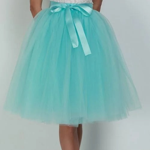 6Layers 65cm Fashion Tulle Skirt Pleated Tutu Skirts Women Lolita Petticoat Bridesmaids Sweet Party Midi Skirt Mini Skirt Dress