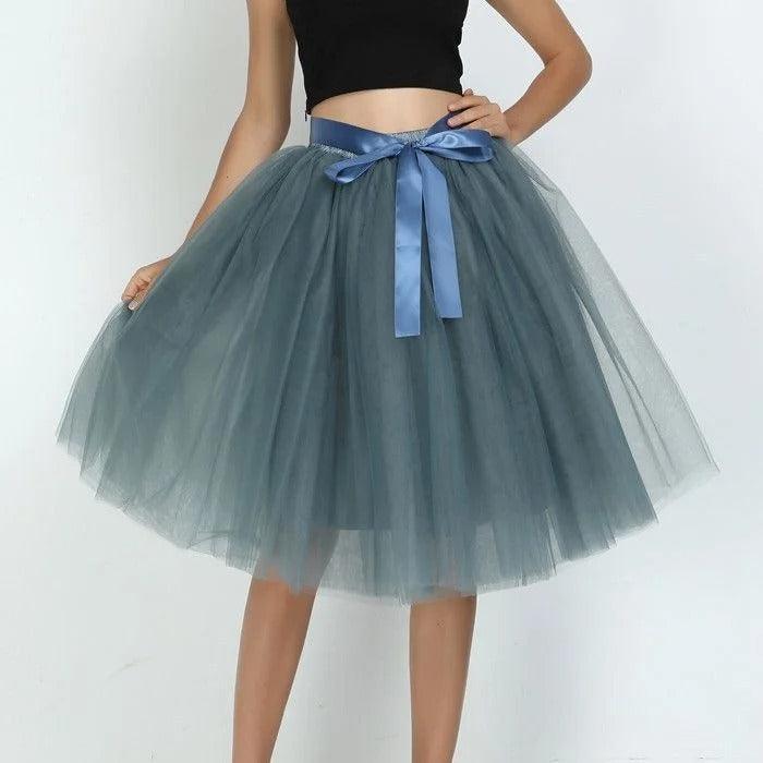 6Layers 65cm Fashion Tulle Skirt Pleated Tutu Skirts Women Lolita Petticoat Bridesmaids Sweet Party Midi Skirt Mini Skirt Dress